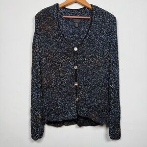 Sigrid Olsen Woven Braided Open Knit Rayon Cardigan & Tank Top Set, Size M